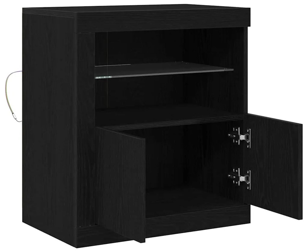Sideboard vidaXL com luzes LED Carvalho Preto 60,5x37x67 cm