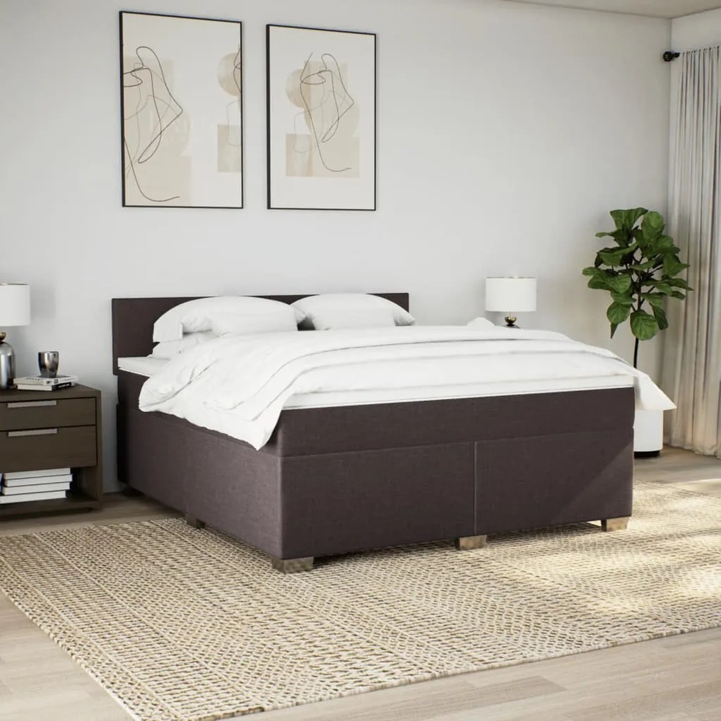 Cama com molas/colchão 180x200 cm tecido castanho-escuro
