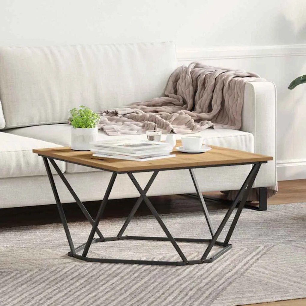 vidaXL Mesa de centro carvalho artisiano 80 x 80 x 45 cm