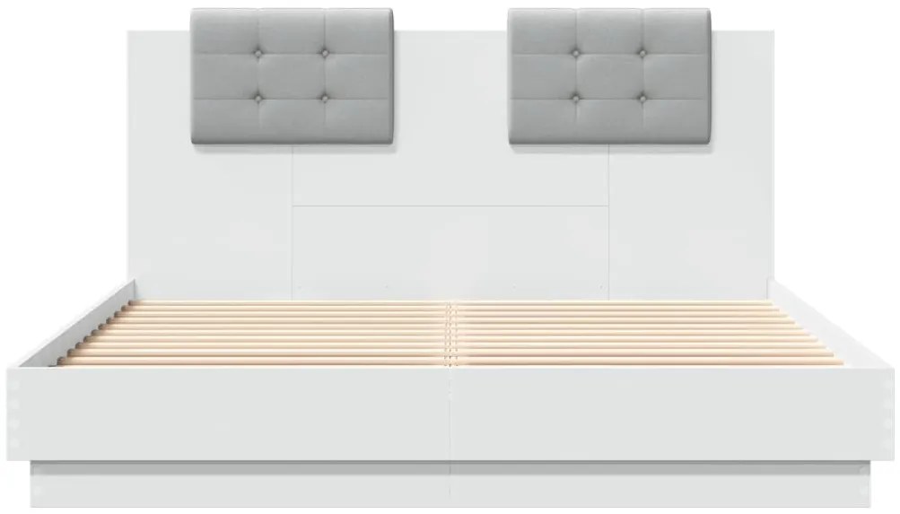 Estrutura de cama com cabeceira e luzes LED 120x200 cm branco