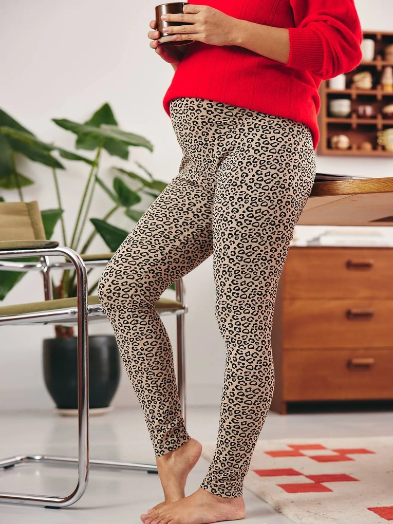 Leggings estampado leopardo em algodão biológico*, para grávida preto estampado