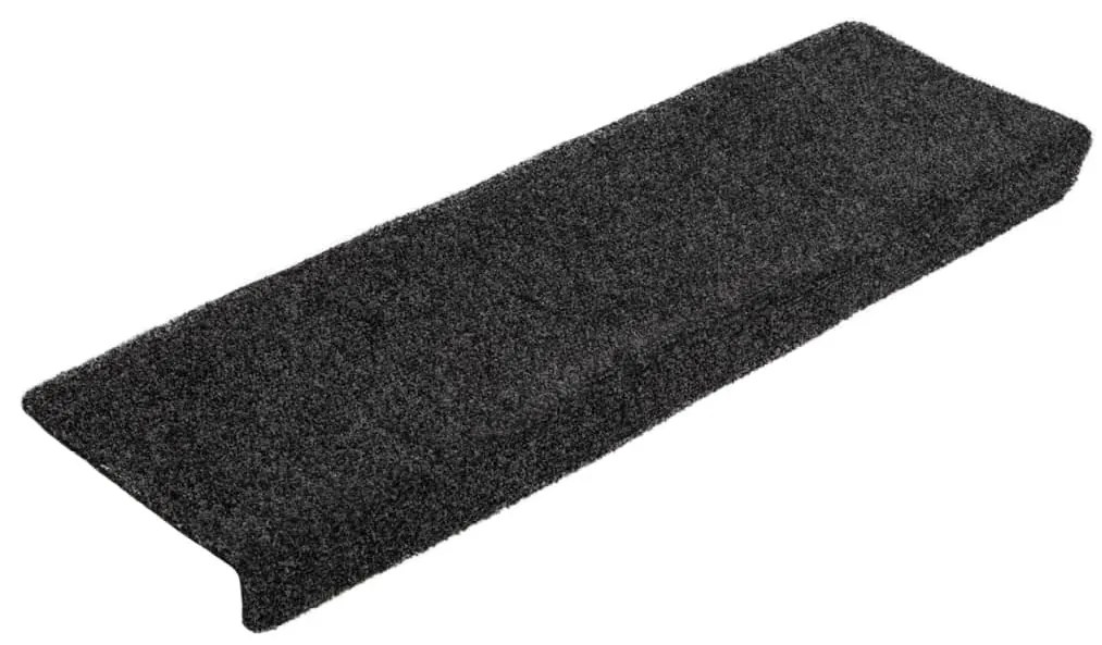 Tapetes de escada 5 pcs 65x21x4 cm agulhado preto
