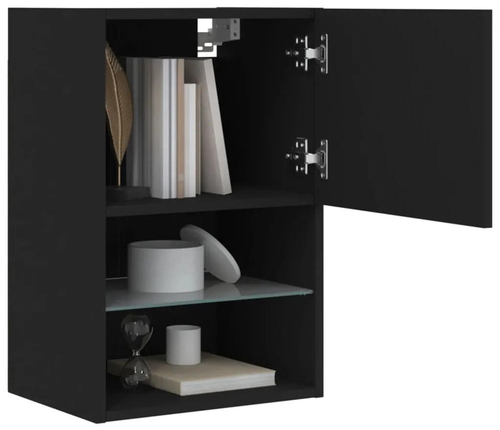 Móvel de TV com luzes LED 40,5x30x60 cm preto
