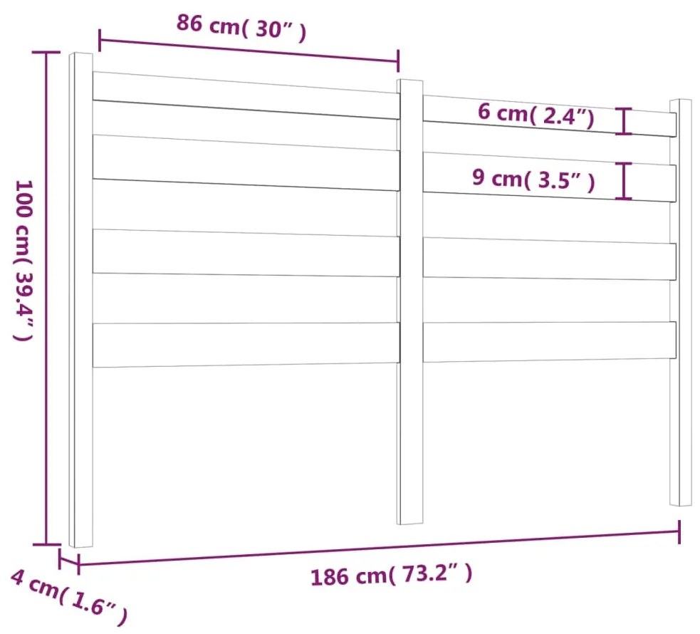 Cabeceira de cama 186x4x100 cm pinho maciço cinzento