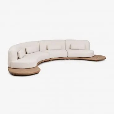 Sofá Modular Curvo De Jardim De 4 Peças Em Madeira De Acácia Gerard Marrom Acácia Claro - Sklum