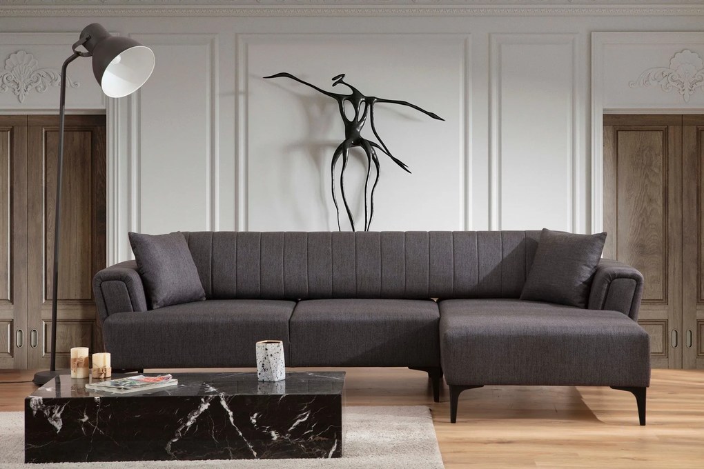 Sofá-cama de Canto Hamlet – Cinzento Escuro – 270x140 cm