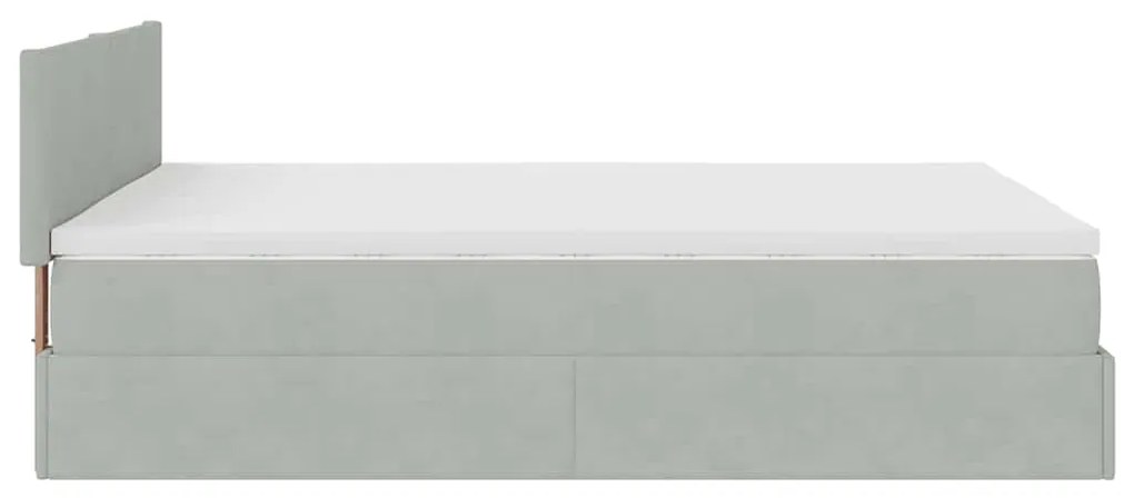 Estrutura de cama otomana com colchão 140x200 cm cinzento claro