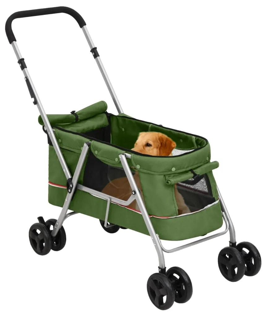 Carrinho dobrável para cães 100x49x96 cm tecido linho verde