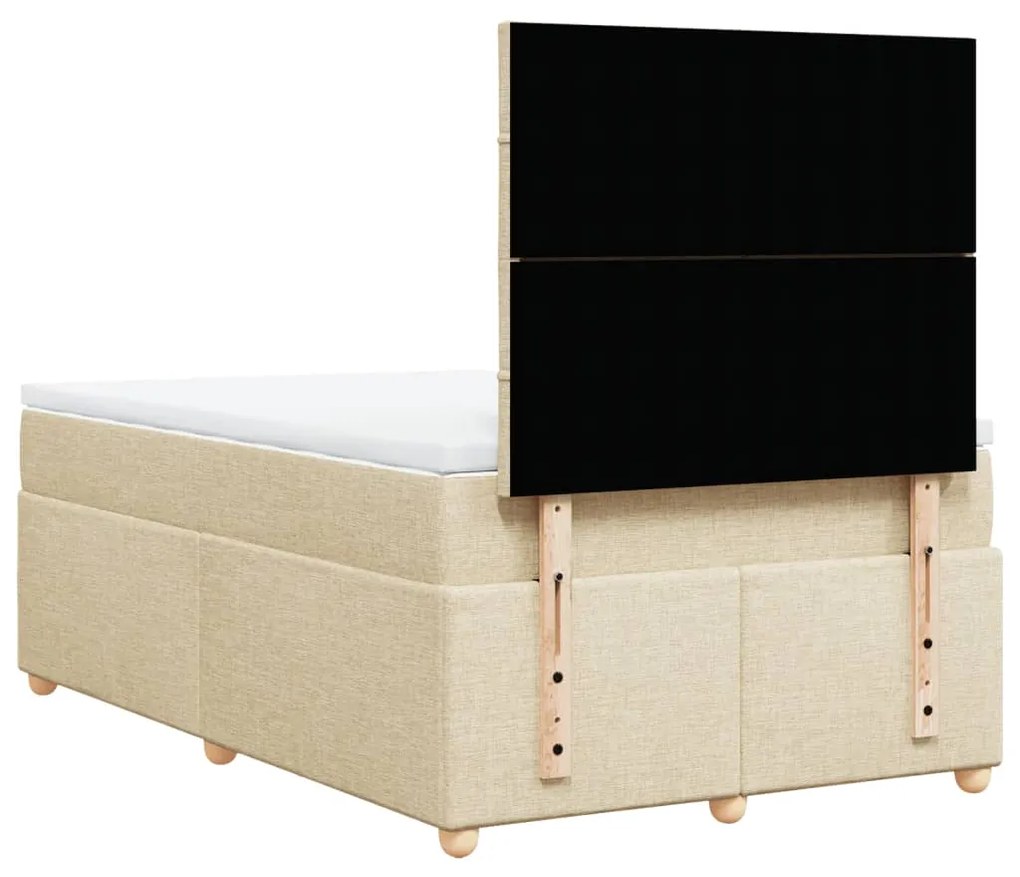 Cama boxspring com colchão 120x190 cm tecido cor creme