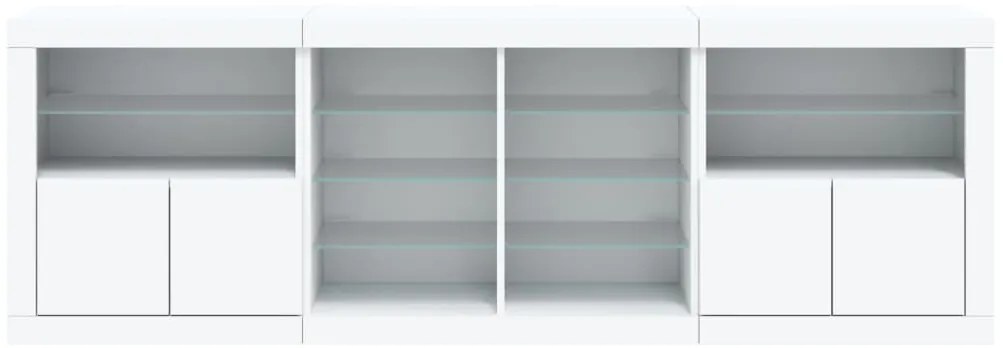 Aparador com luzes LED 202x37x67 cm branco