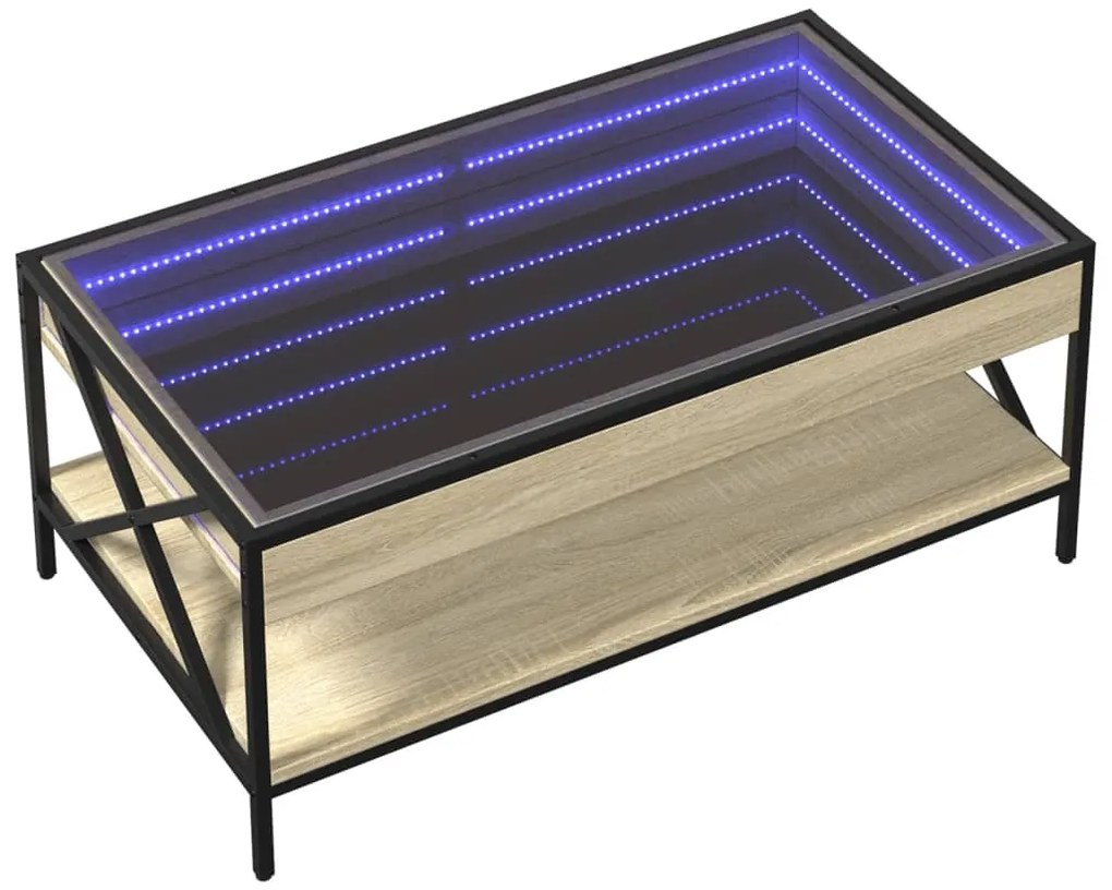 Mesa de centro luzes LED Infinity 90x50x38 cm carvalho sonoma