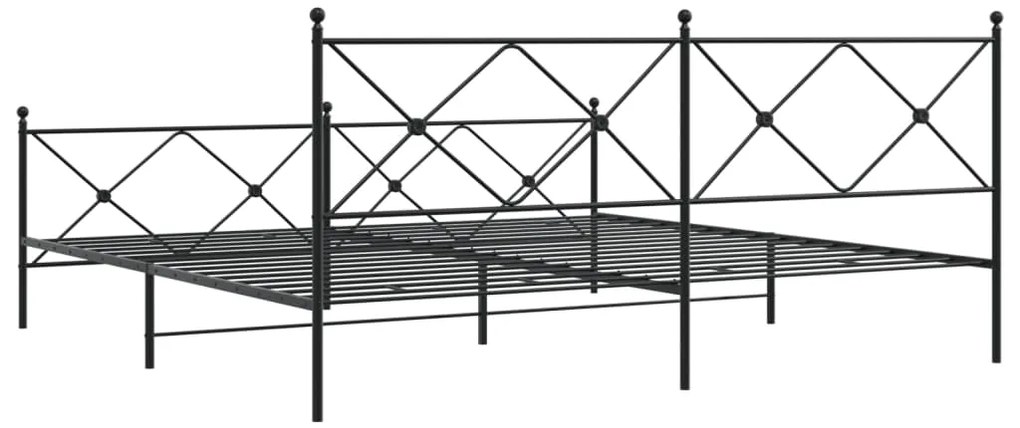 Estrutura de cama com cabeceira e pés 200x200 cm metal preto