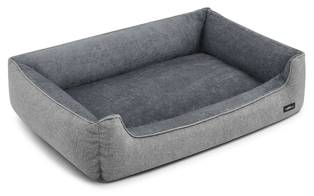 Cama para cães com rebordos elevados 120 x 90 x 30 cm cinzento claro