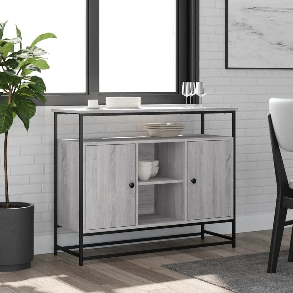 vidaXL Aparador 100x35x80 cm derivados de madeira cinzento sonoma