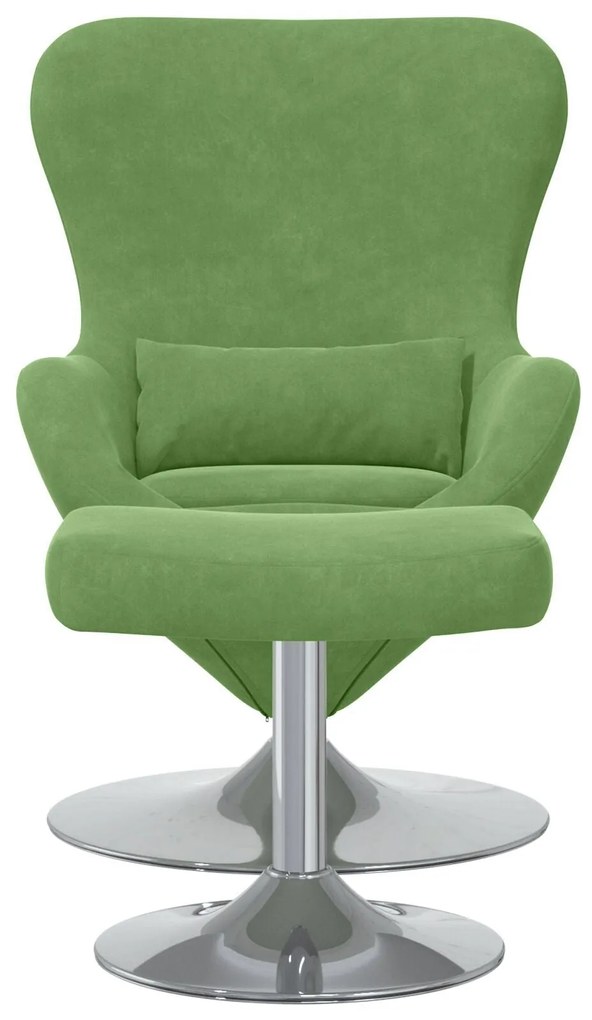 Poltrona Egg vidaXL com Otomana Veludo Verde Claro