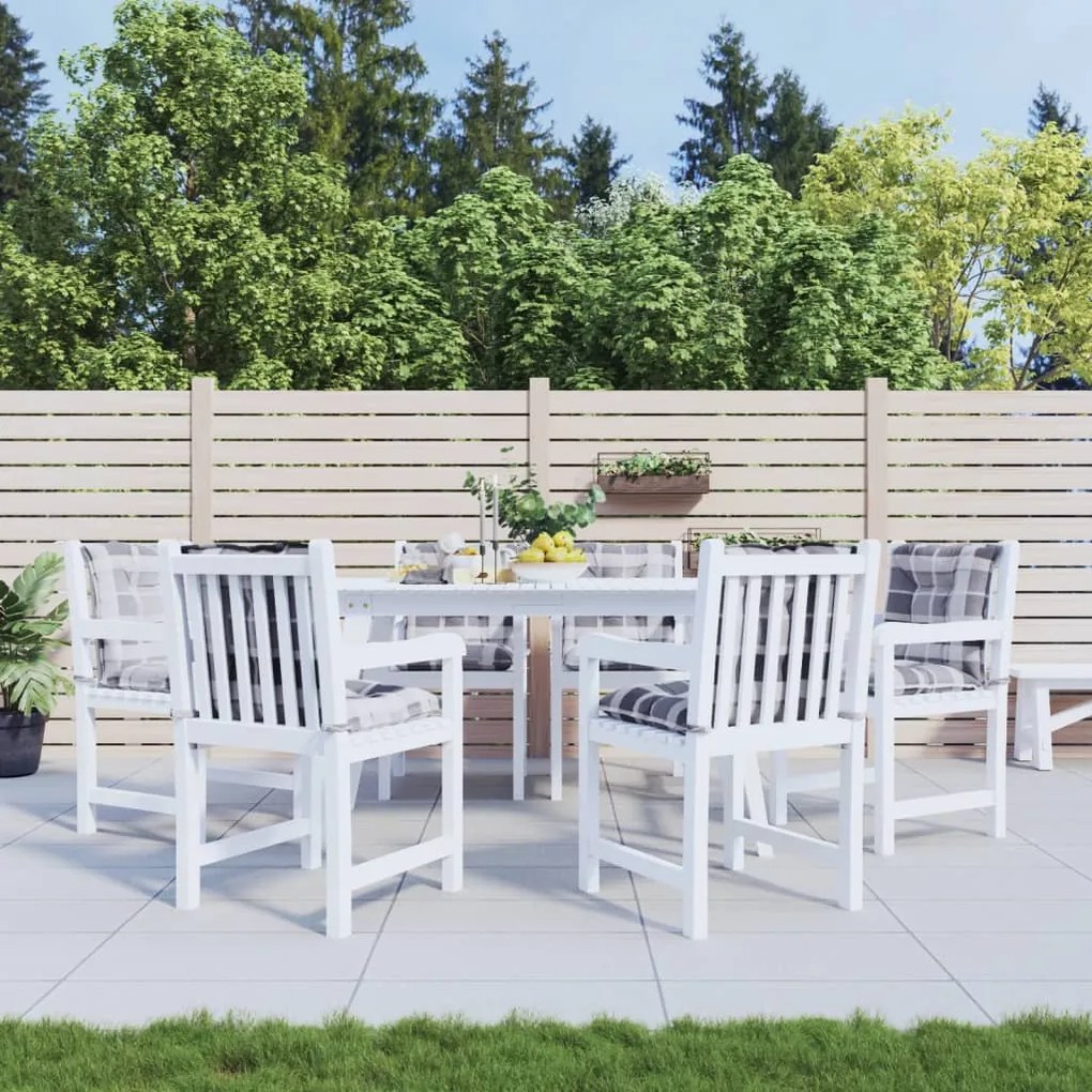 vidaXL Almofadões lombares cadeiras jardim 6pcs tecido xadrez cinzento