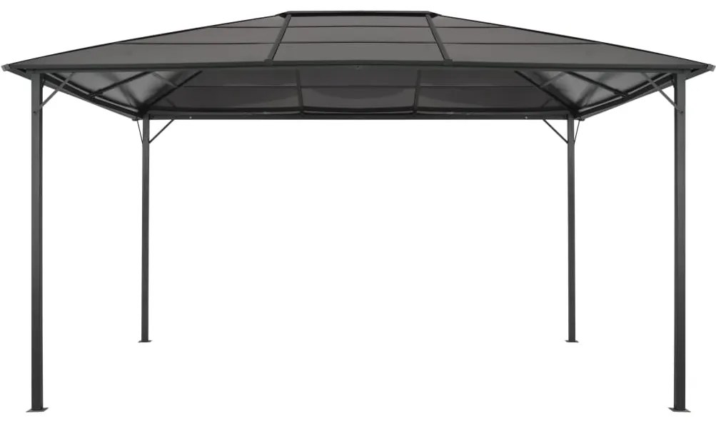 Gazebo com telhado alumínio 4x3x2,6 m preto