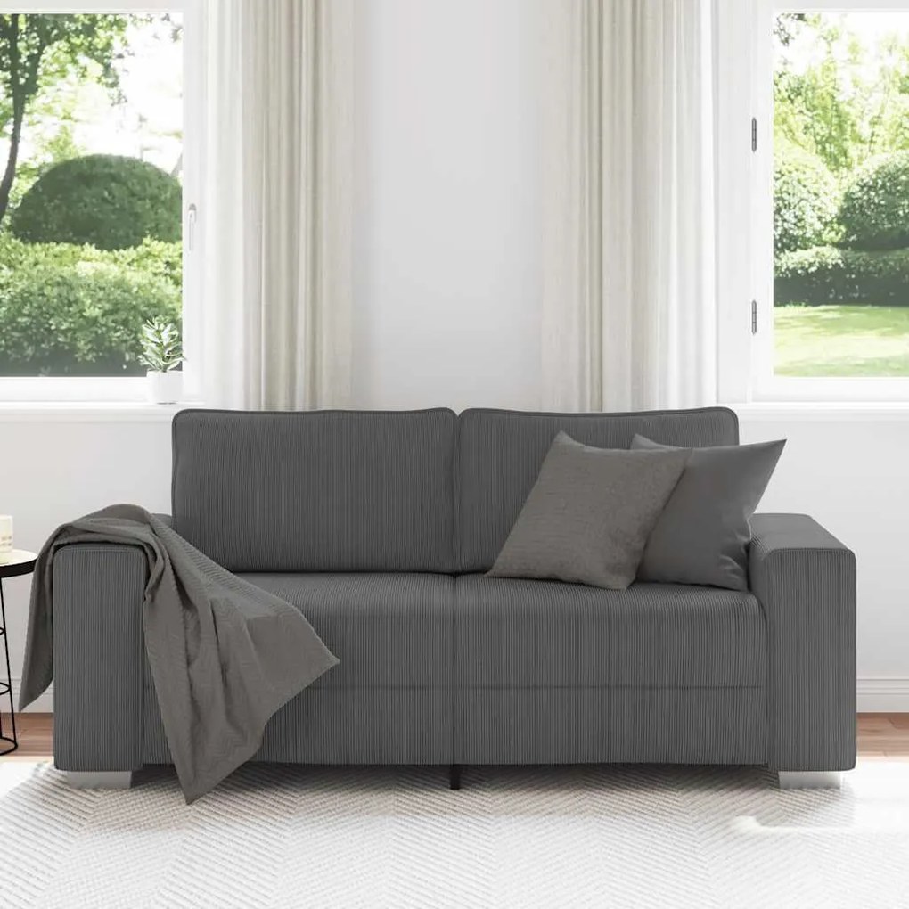 Sofá-luvas 140 cm tecido corduroy cinzento-escuro