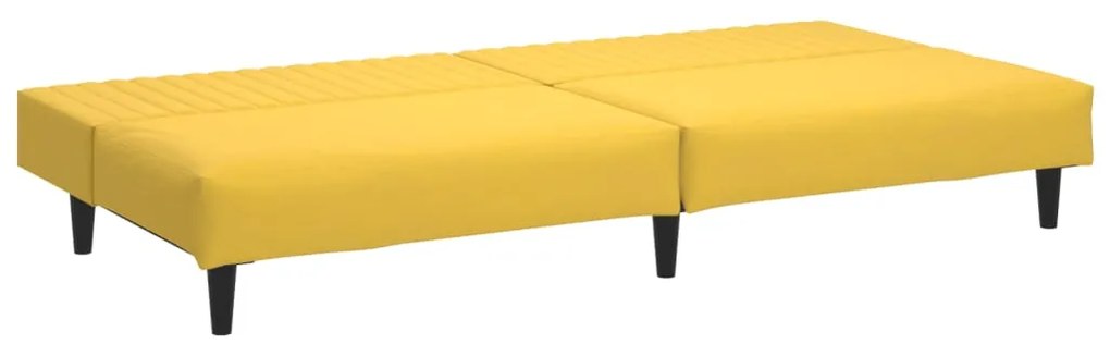 Sofá-cama de 2 lugares veludo amarelo