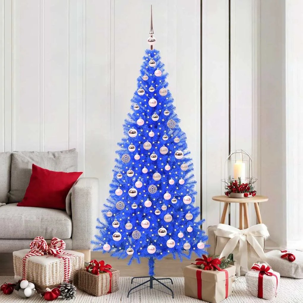 vidaXL Árvore de Natal com 300 LEDs com suporte Azul 180 cm PVC