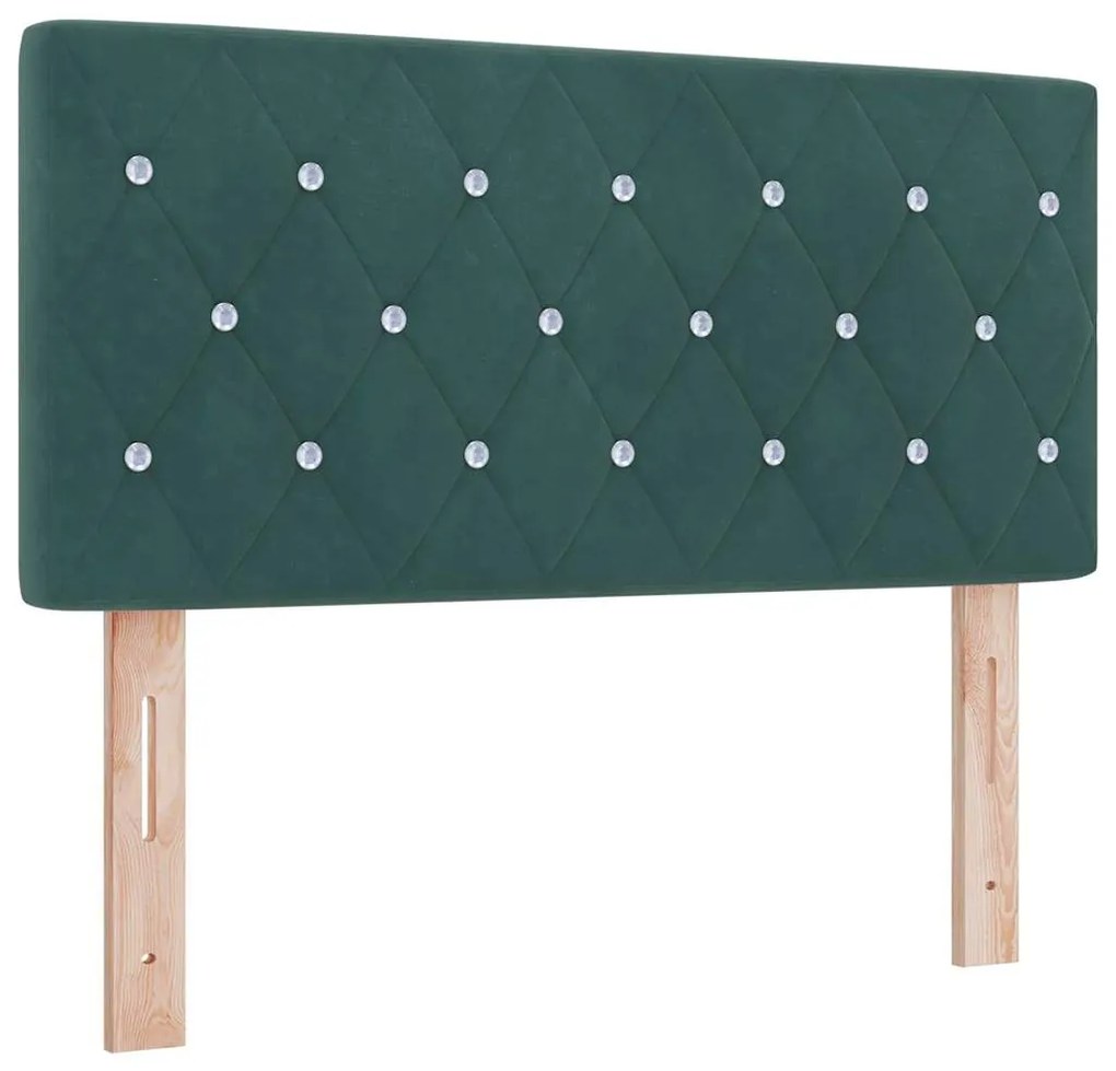Cama Box Spring vidaXL com Colchão e LED Verde Escuro 90x200 cm Veludo