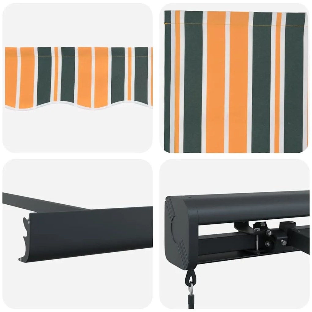 Toldo Retrátil Manual vidaXL Verde e Amarelo 350x250 cm