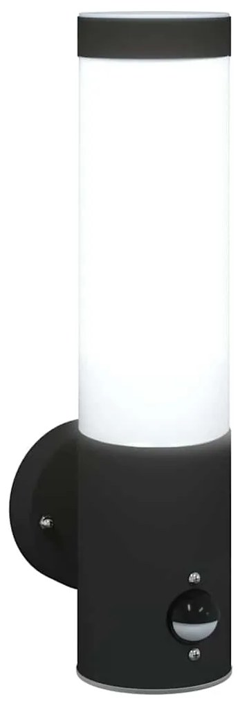 Luzes de Parede Externas vidaXL com Sensor 2 pcs Preto Aço Inoxidável