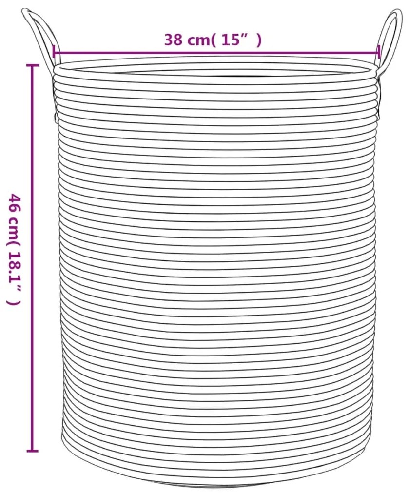 Cesto de arrumação Ø38x46 cm algodão castanho e branco