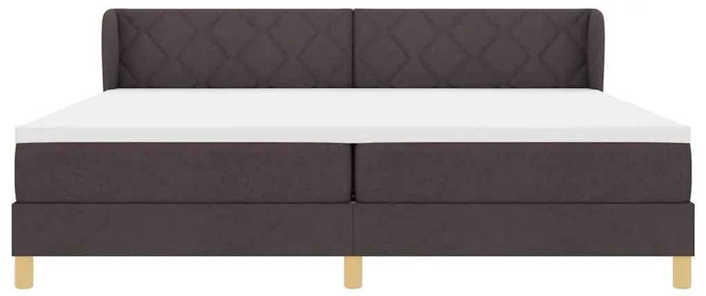 Cama Box Spring vidaXL com Colchão Castanho Escuro 200x200 cm Tecido