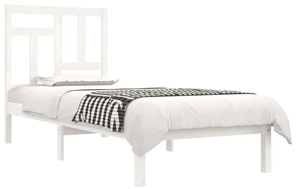 Estrutura cama solteiro 90x190 cm pinho maciço branco