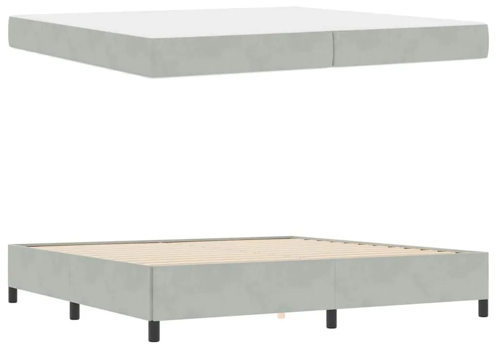 Estrutura da Cama Branco e Cinza Claro 200 x 200 cm Veludo