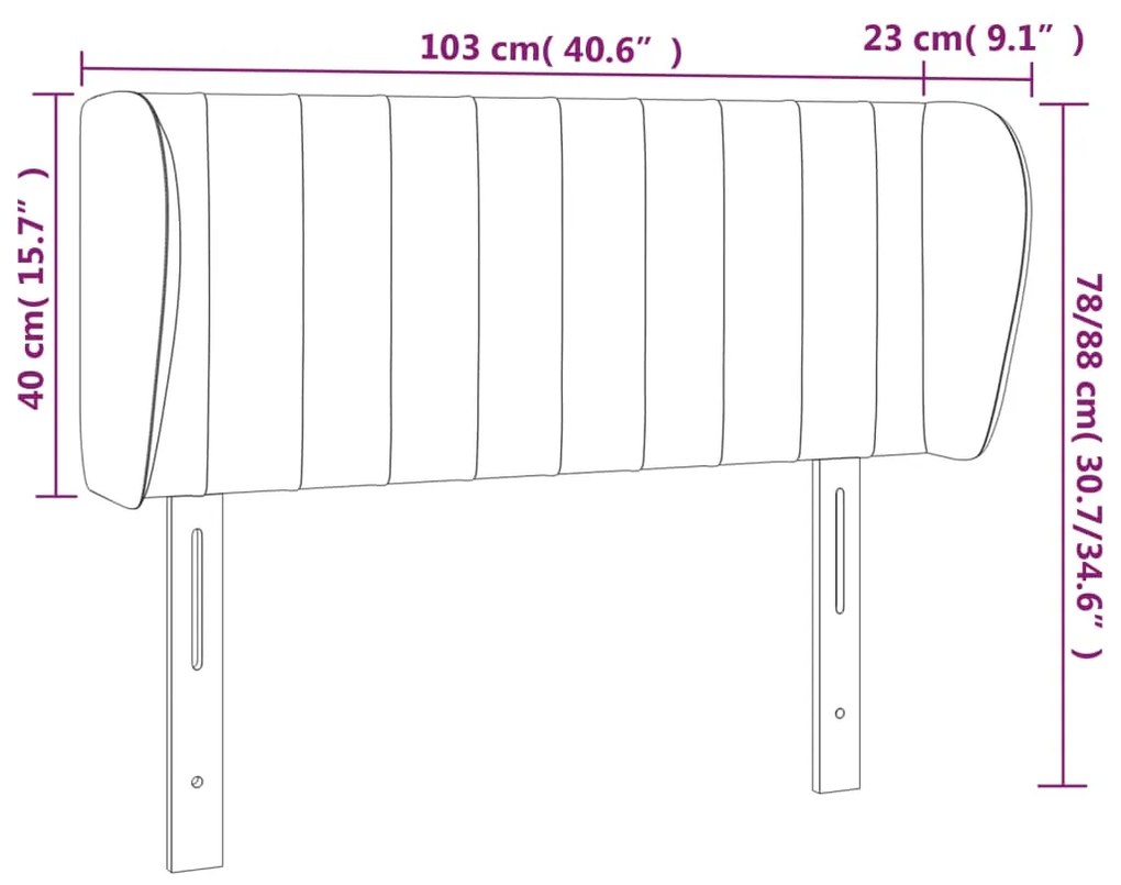 Cabeceira cama abas tecido 103x23x78/88 cm cinzento-acastanhado