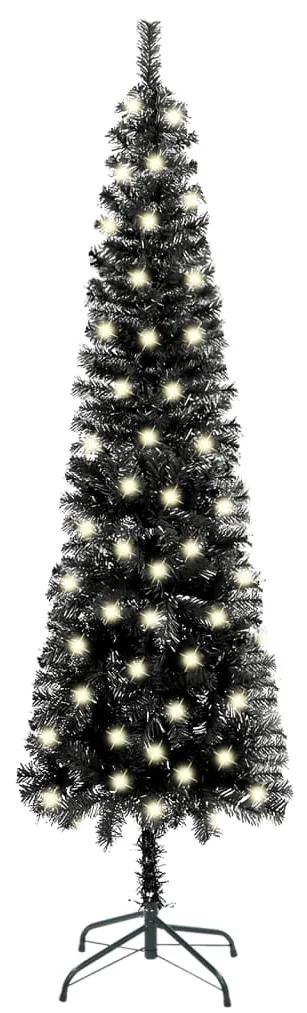 3077989 vidaXL Árvore de Natal fina com luzes LED 150 cm preto