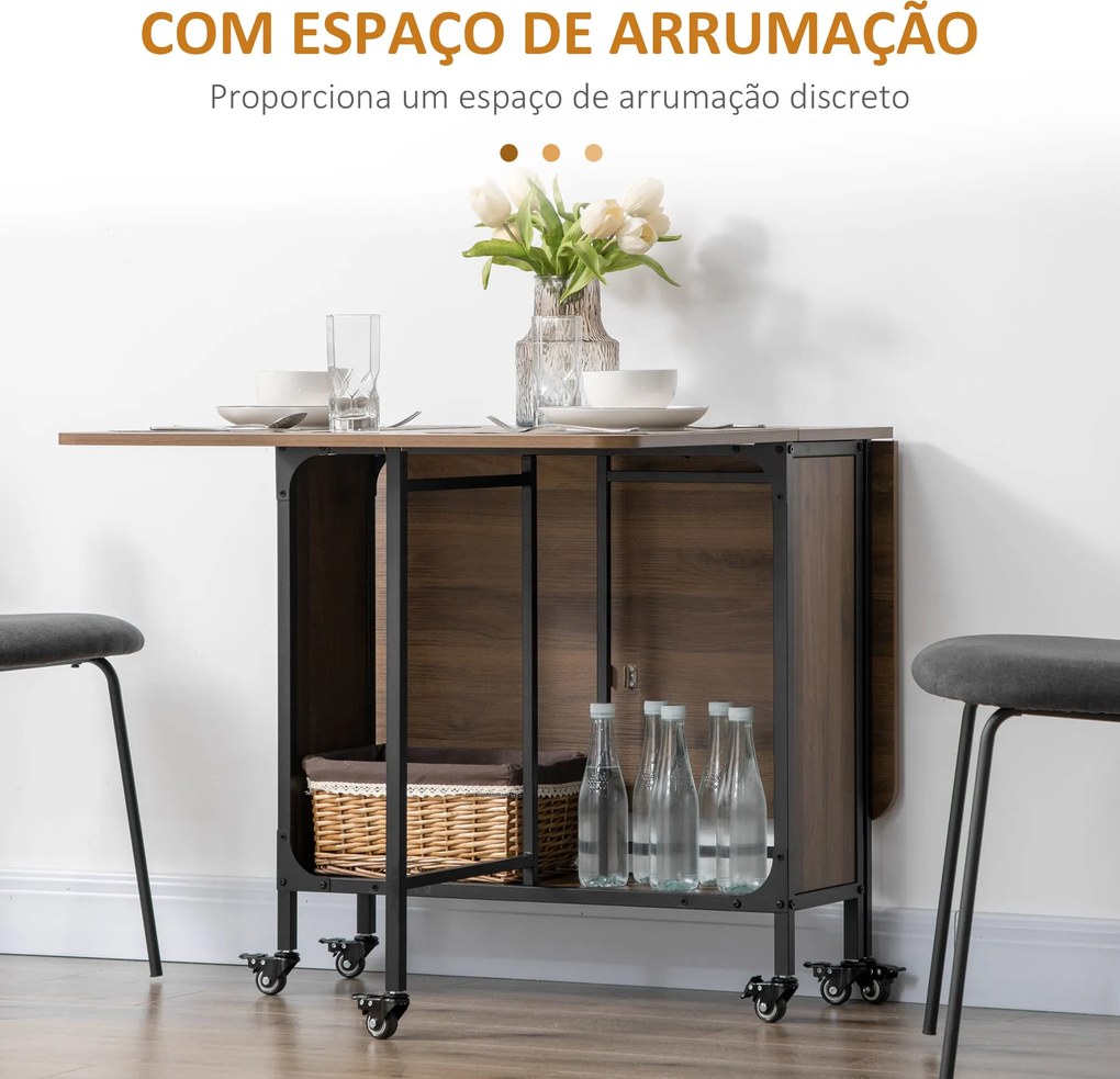 HOMOM Mesa de Cozinha Dobrável Mesa de Refeição Dobrável com Rodas Lat