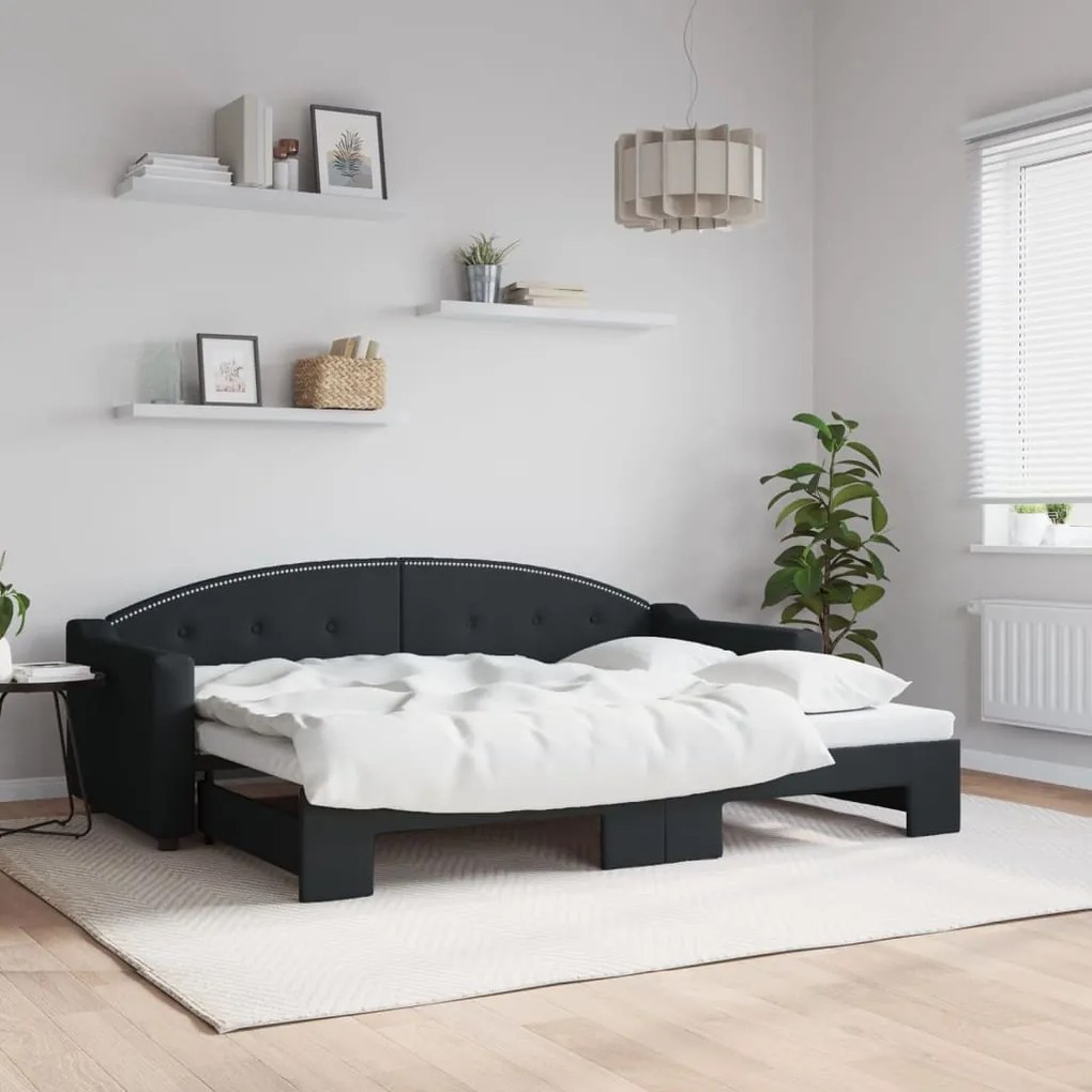 vidaXL Sofá-cama com gavetão 80x200 cm tecido preto