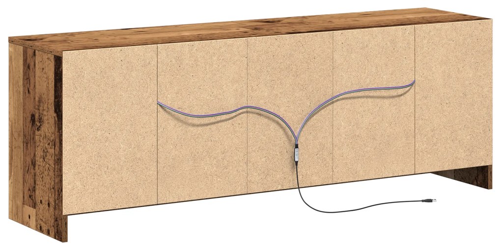 Gabinete para TV com LED Madeira Velha 139.5x34x50 cm Madeira Revestid