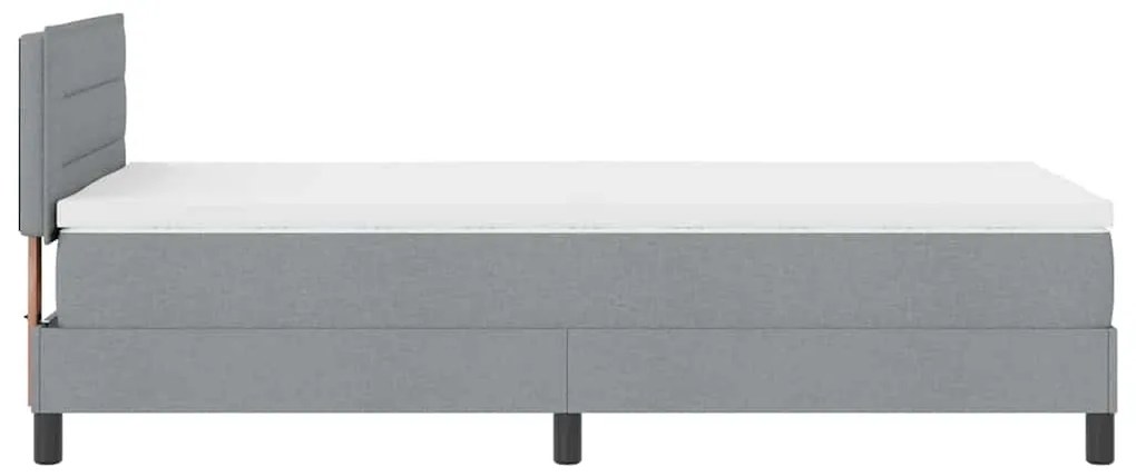 Cama Box com Colchão e Luz LED Cinza Claro 90x200 cm Tecido