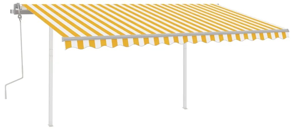 Toldo retrátil manual com luzes LED 4,5x3,5 m amarelo e branco