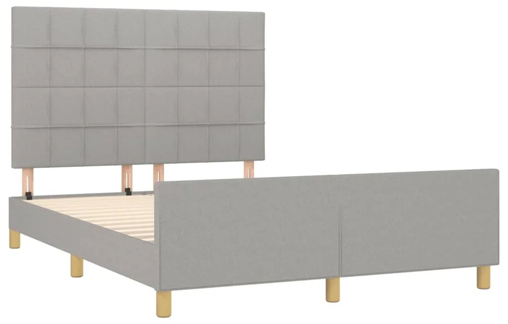 Estrutura de cama sem colchão 140x190 cm tecido cinzento-claro