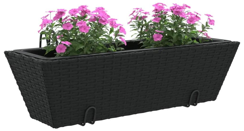Canteiros com ganchos 2 pcs vime PE preto