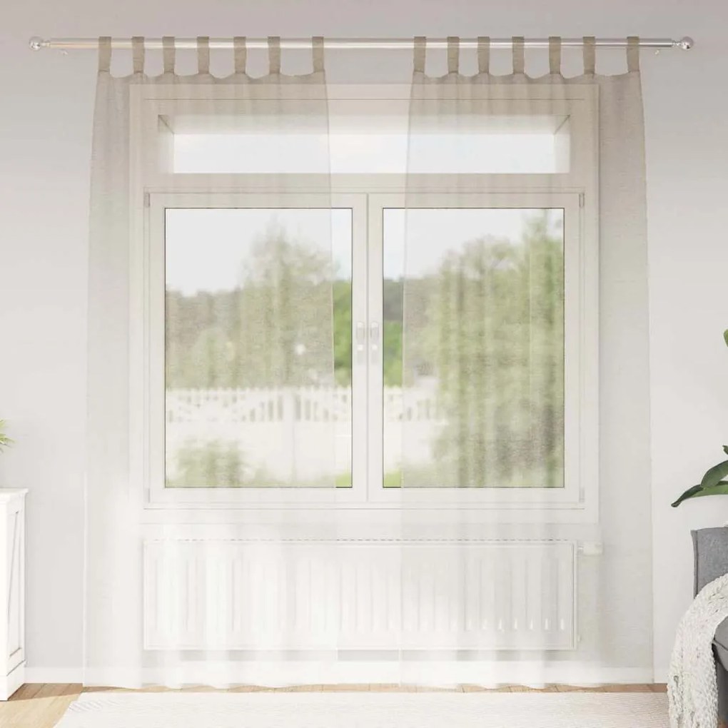 Cortinas com cortinas 2 pcs Areia 140 x 260 cm Poliéster