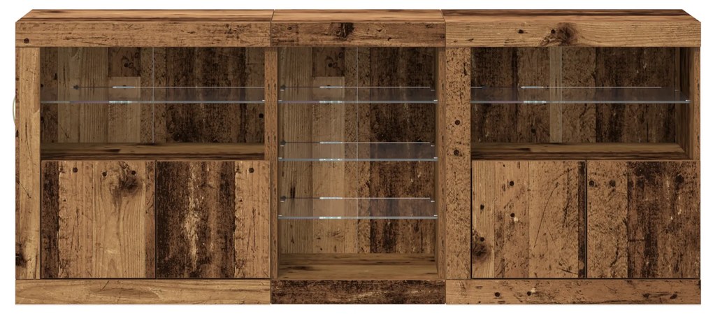 Aparador com Luzes LED Madeira Antiga 162x37x67 cm Madeira Engenharia