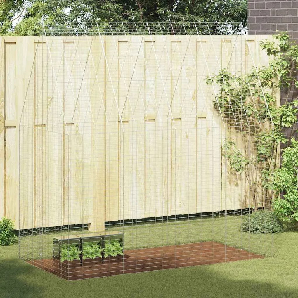 vidaXL Gaiola para Coelhos Prateado 400 x 100 x 210 cm Aço Galvanizado