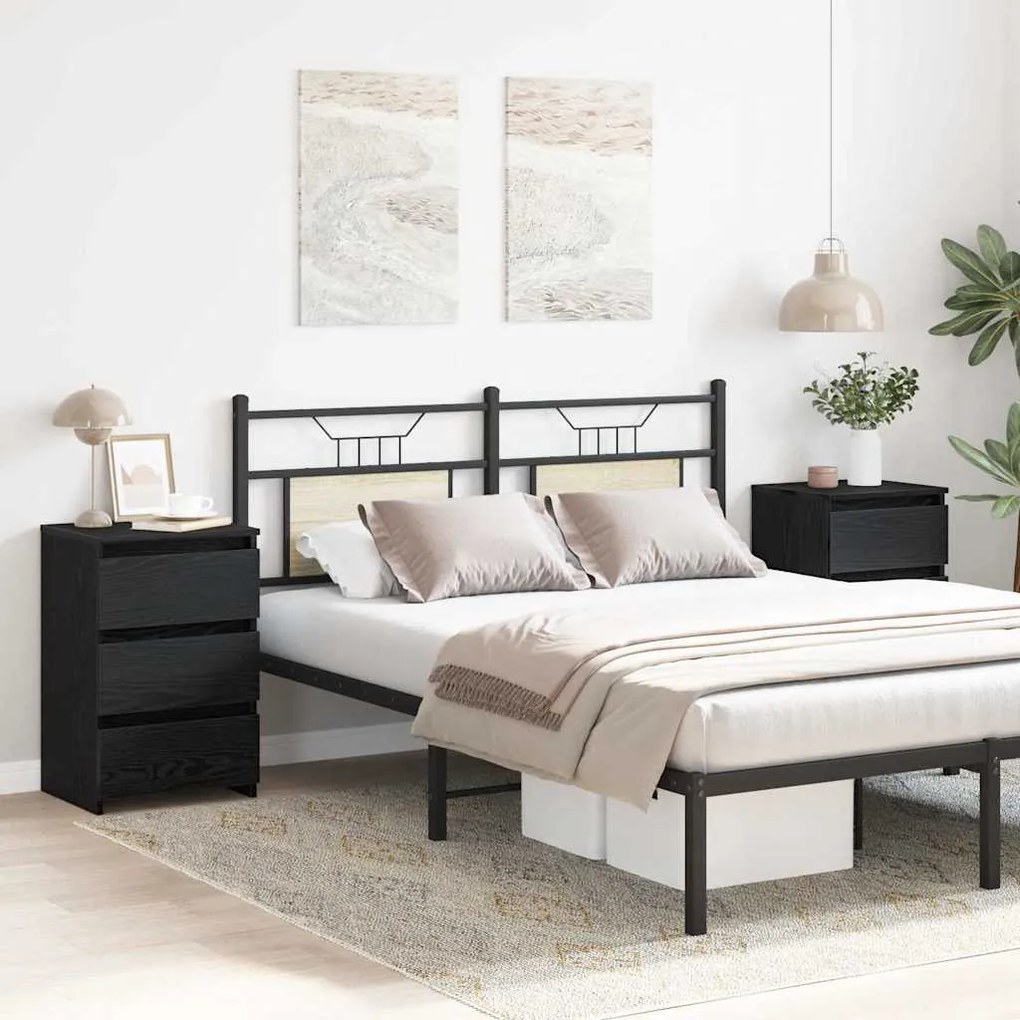 Cômodas de cabeceira vidaXL 2 pcs Carvalho Preto 40x35x62,5 cm Madeira