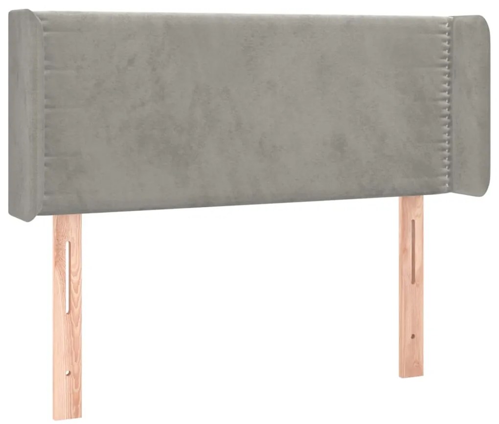 Cabeceira cama c/ luzes LED veludo 103x16x78/88 cm cinza-claro