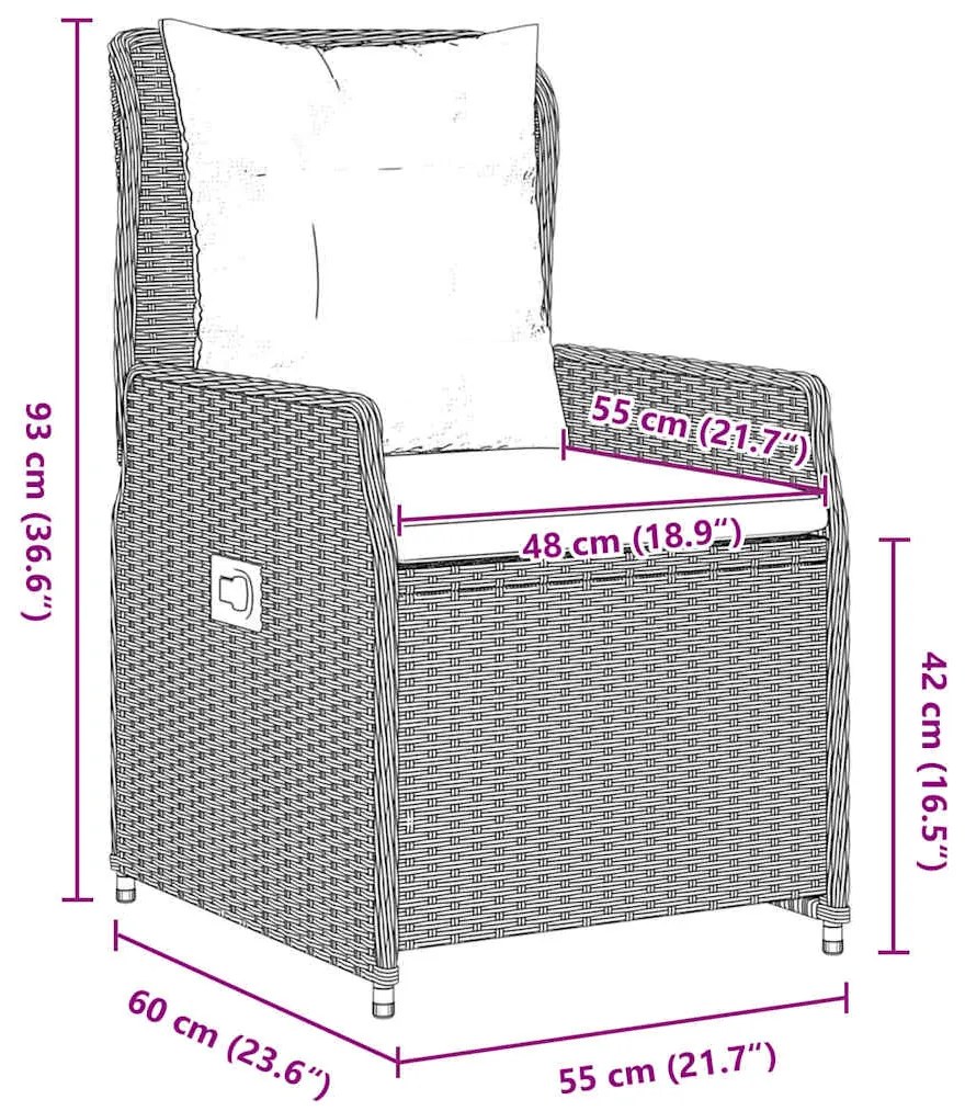 Conjunto de Jantar para o Jardim com 5 Peças Cinza Claro em Rattan Sin