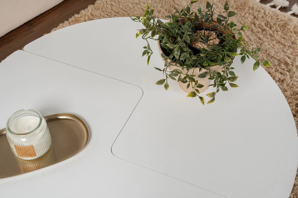 Mesa de Café Moira - Branco Natural - Ø90x41 cm