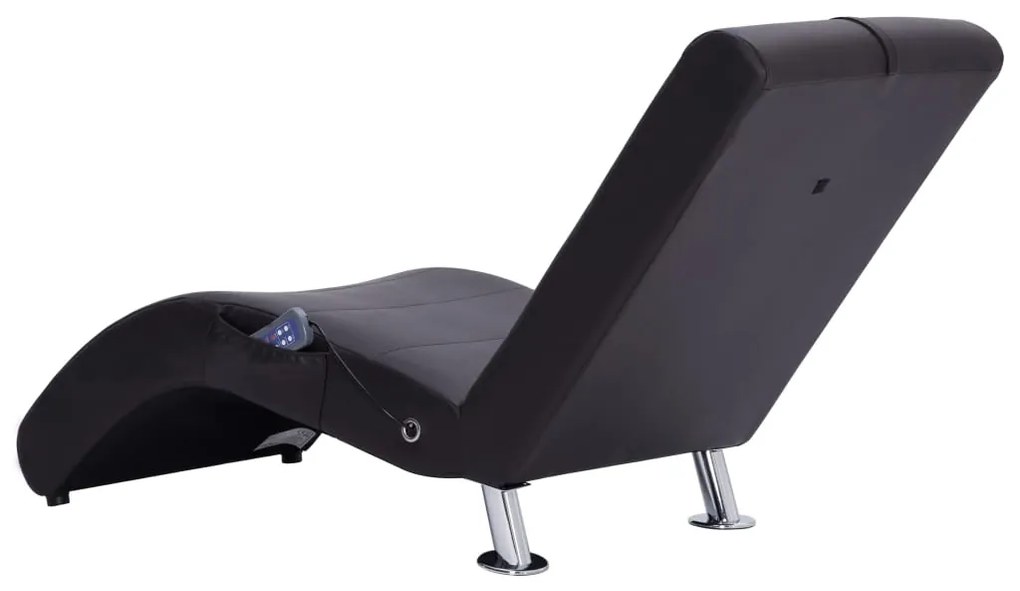 Chaise longue de massagem c/ almofada couro artificial castanho