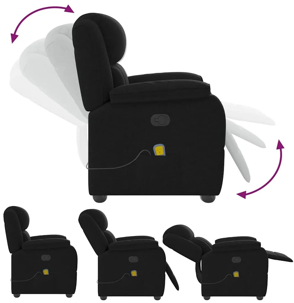 Poltrona de massagens reclinável tecido preto