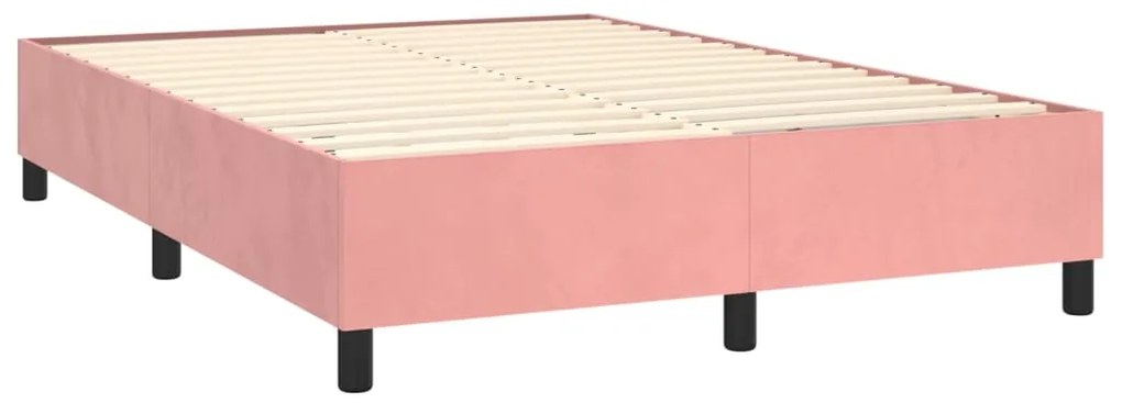 Estrutura de cama 140x190 cm veludo rosa
